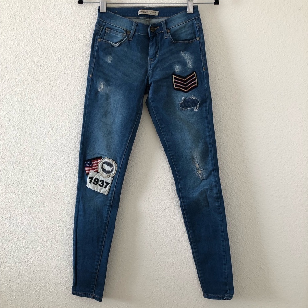 LoLo Jeans Blue distressed low to mid rise skinny jeans size 0